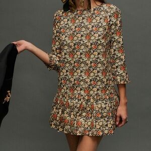 NWT Free People Floral Mini Dress or tunic with White and Orange Blooms